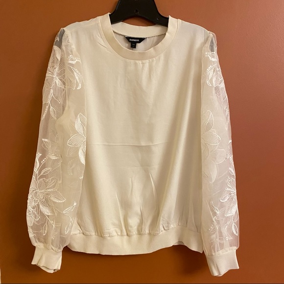Express Sheer Sleeve Sweater - Picture 2 of 5